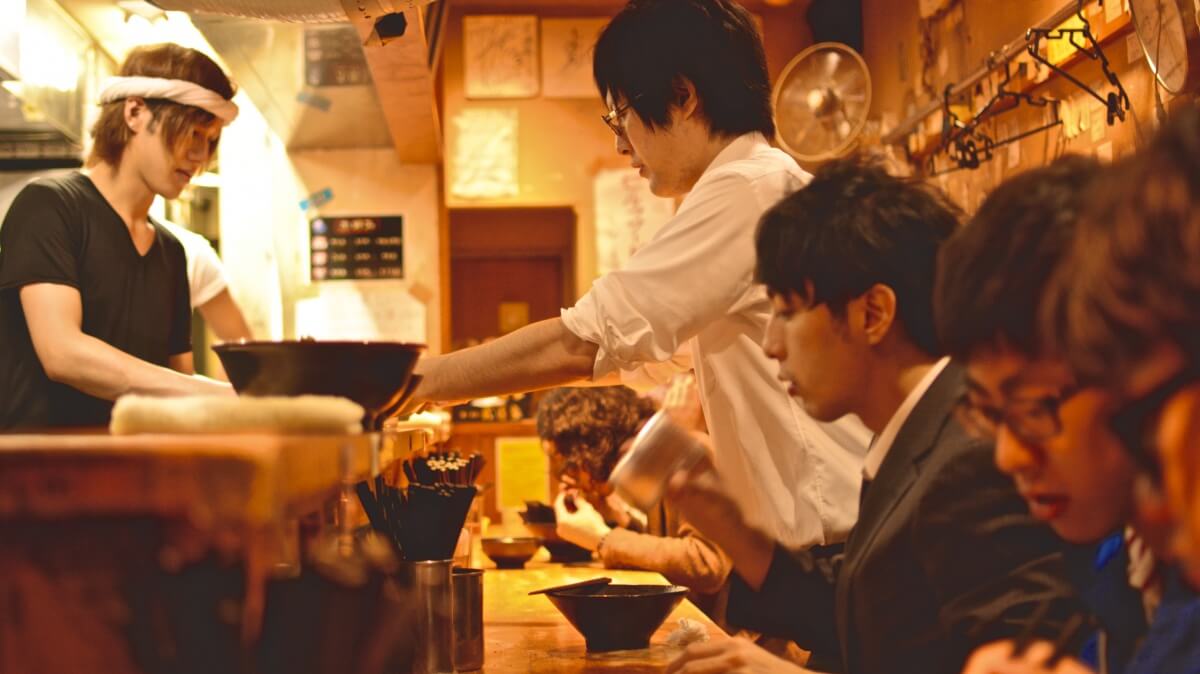 Dining in ramen restaurant