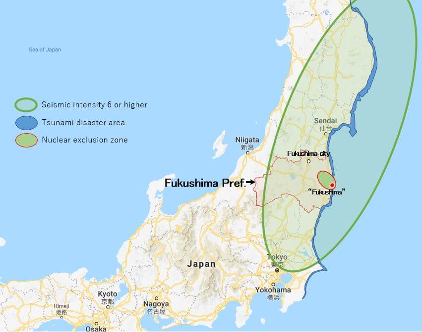 map Fukushima exclusion zone
