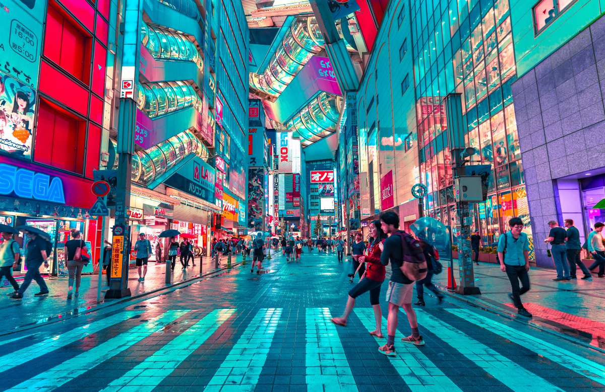 Tokyo, neon lights, gaming, sega, Labi