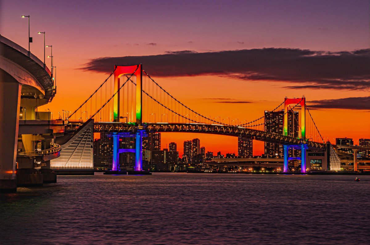 Tokyo Rainbow Bridge sunset 