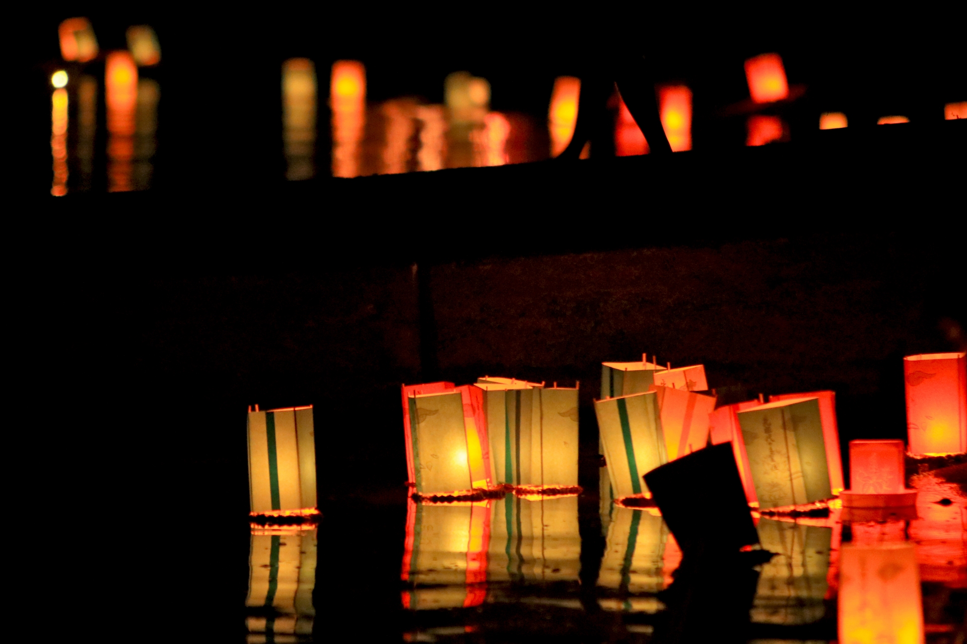 Obon floating lanterns (toro nagashi