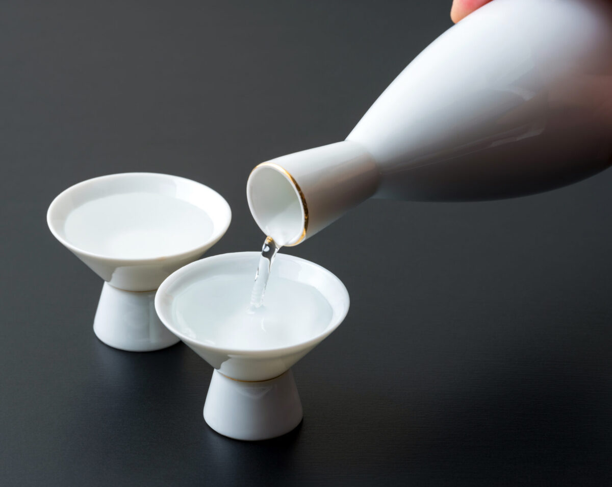 Sake being poured