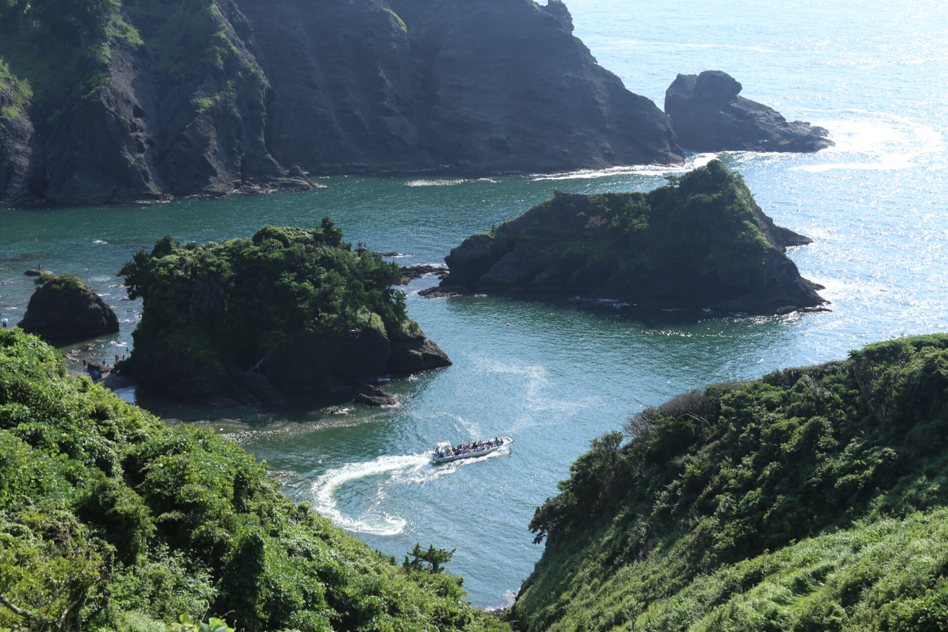 Izu coastline with boat