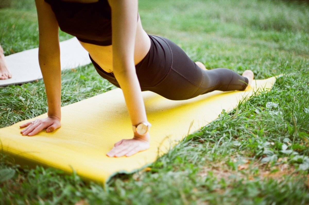 Yoga on lawn