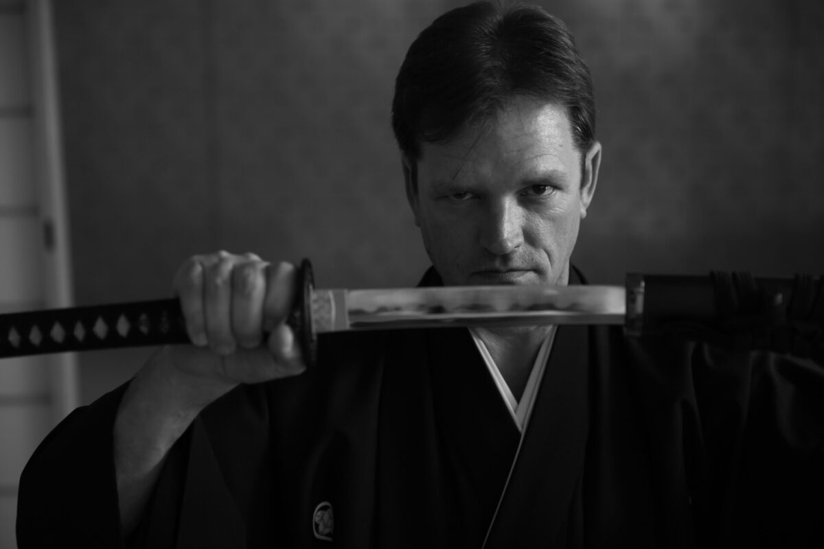Foreigner samurai with katana