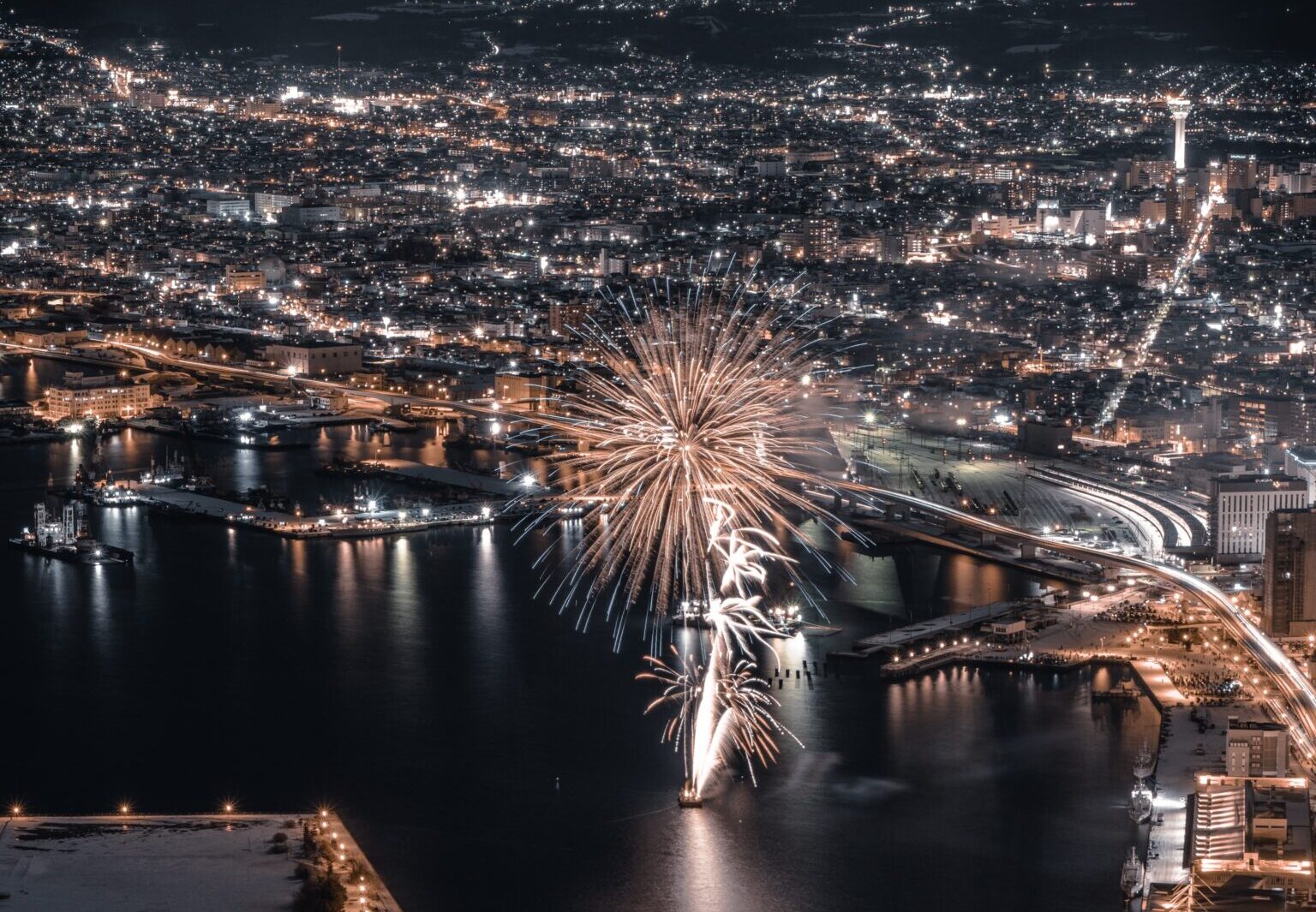 View of Fireworks from Mt. Hakodate